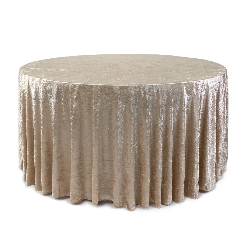 120 Inch Round Crushed Velvet Tablecloth Champagne