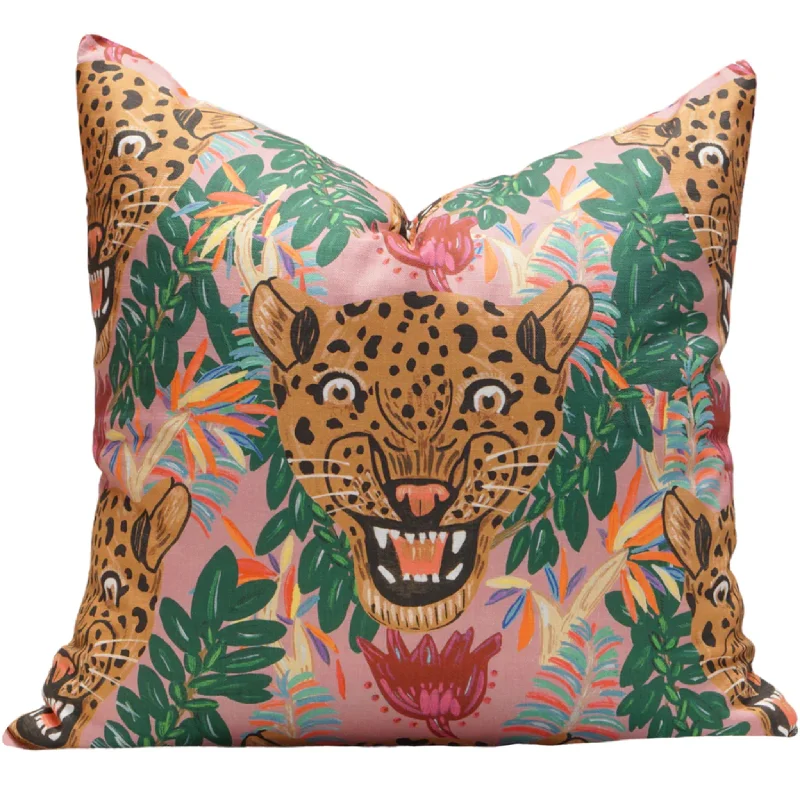 Fierce Leopard Pillow Cover in Genuine Pink