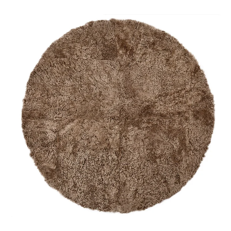 Short Wool Curly Sheepskin Design Rug | Ø180 cm