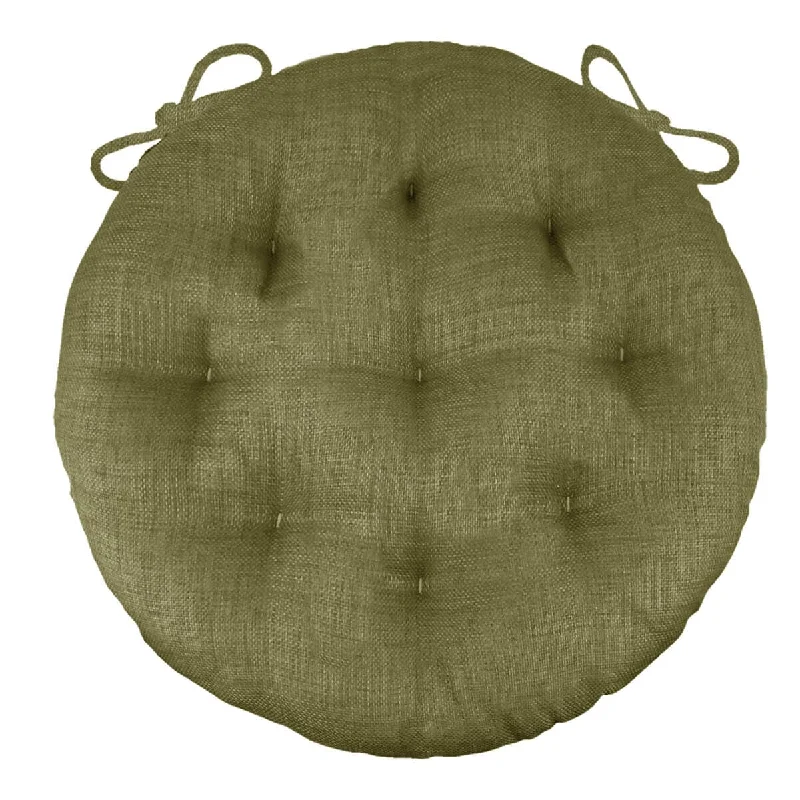 Rave Sage Green Bistro Chair Pad - 16" Round Cushion with Ties - Indoor / Outdoor