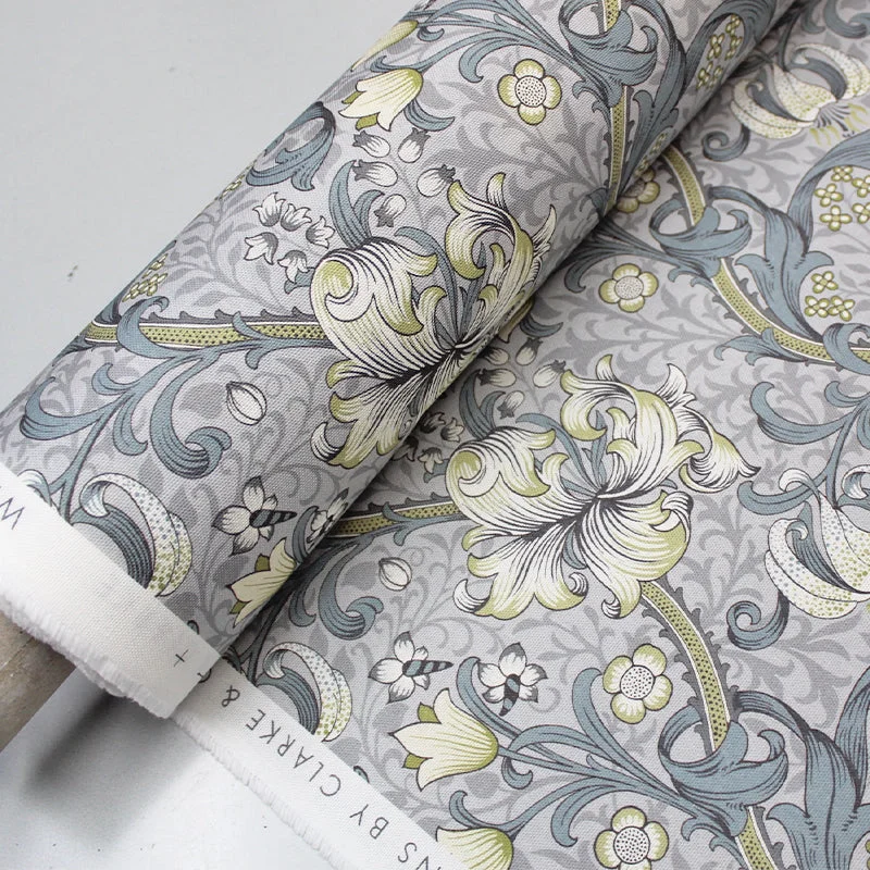 William Morris Soft Furnishing - Golden Lily - Slate and Dove