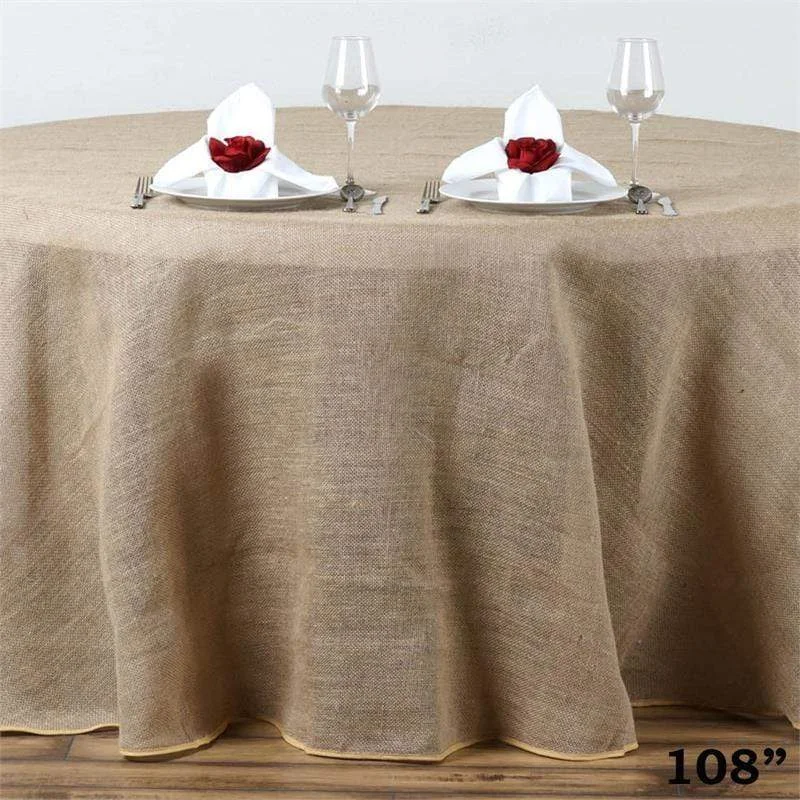 108" Burlap Round Tablecloth - Natural Brown