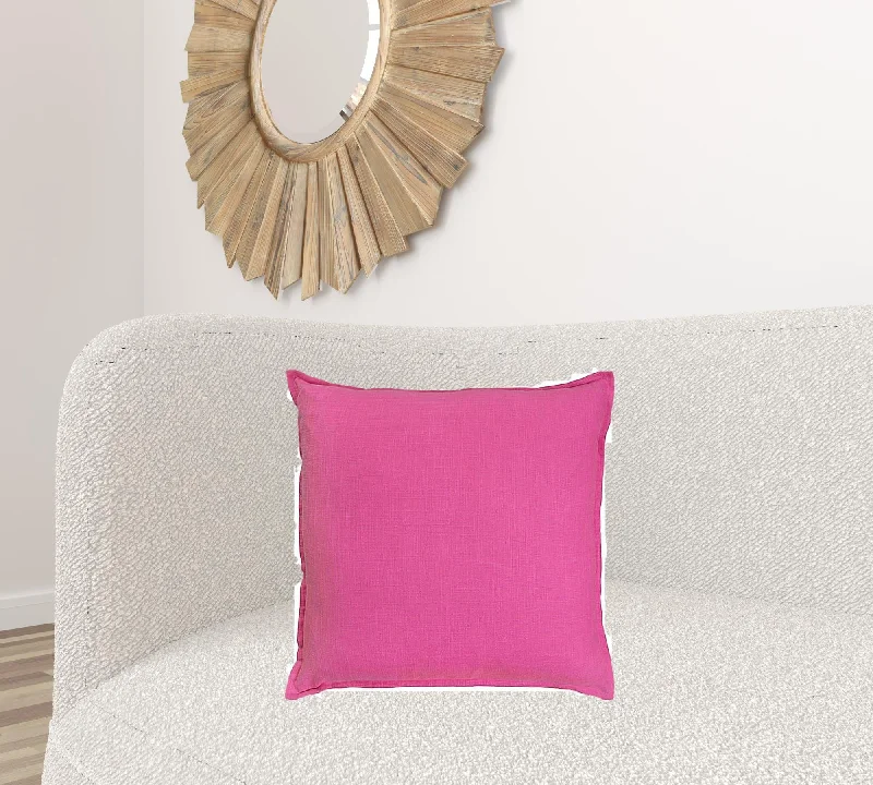 Fuchsia Solid Color Flange Edge Throw Pillow