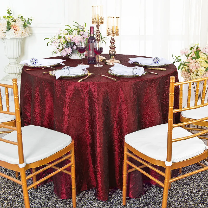 90" Seamless Round Crushed Taffeta Tablecloth - Burgundy (1pc)