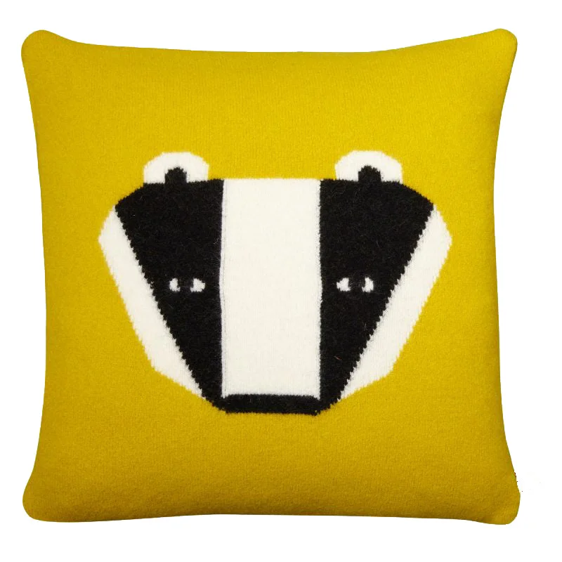 Badger Square Cushion - Mustard