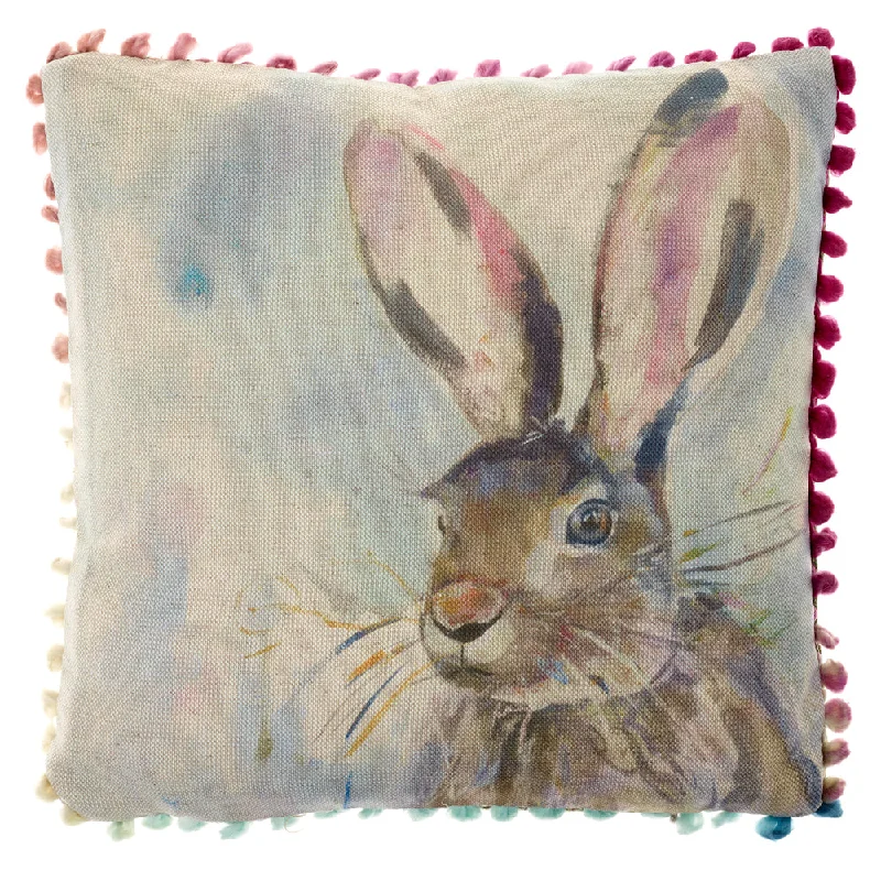 Harriet Hare Printed Feather Cushion Natural