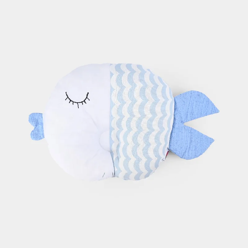 Baby Round Fish Pillow | Light Blue