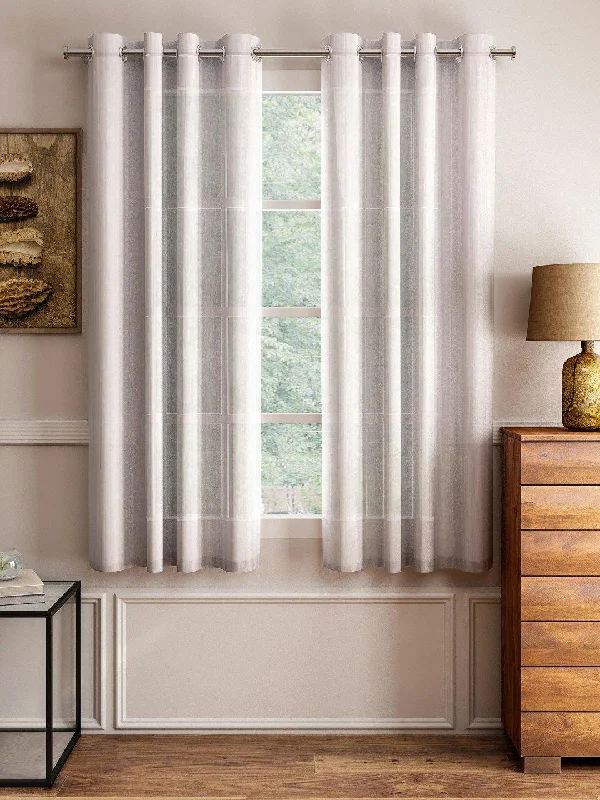 Lushomes sheer curtains 5 feet, Brown, Melody Sheer, white Based sheer curtains, Net Curtains, parda, Curtains & Drapes, window curtain, Brown (54 x 60 inches, Single pc)