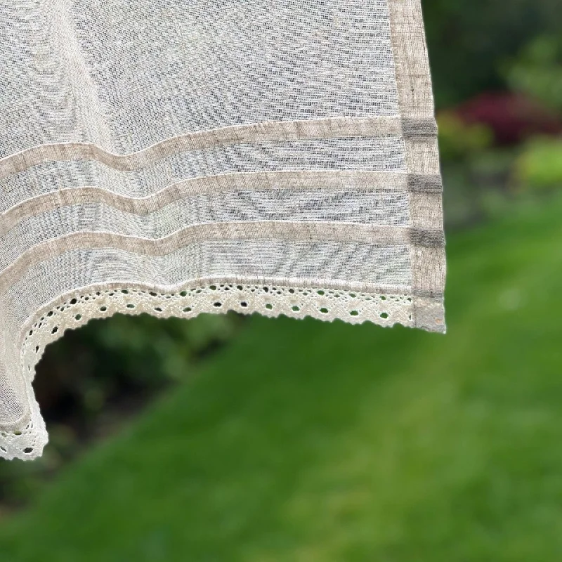 Lowton Sheer Natural Linen Lace Valance Curtain