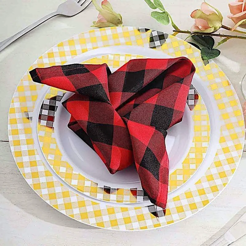 5 Checkered Gingham Polyester Napkins 15" x 15"