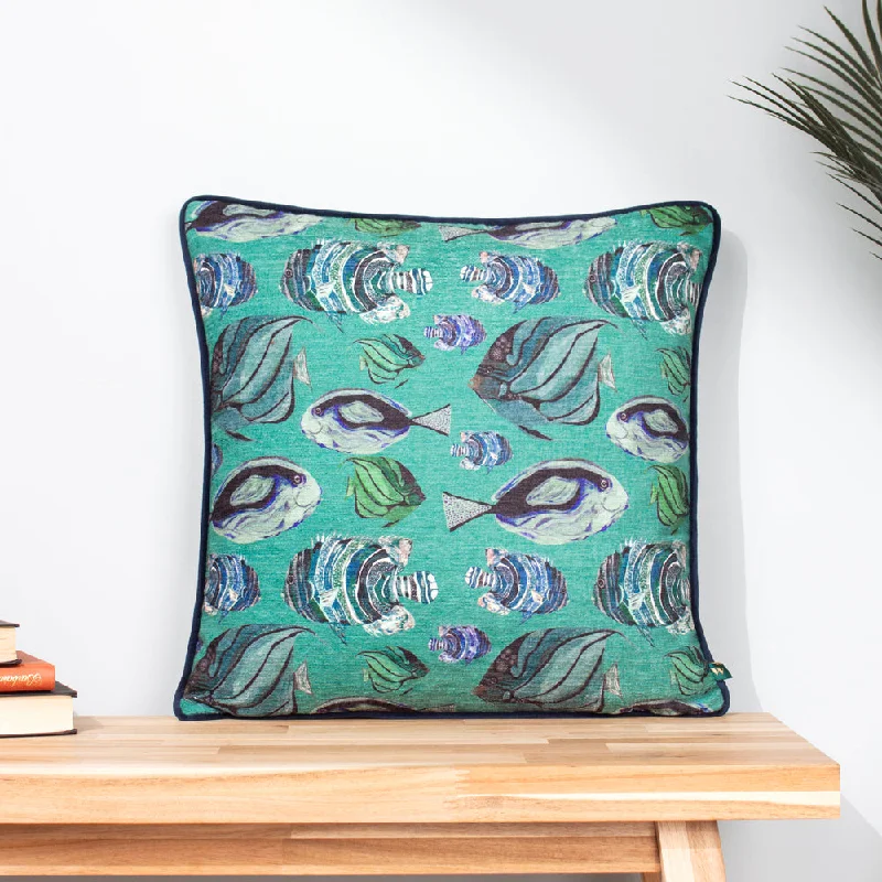 Abyss Fish Repeat Cushion Teal