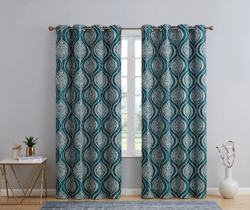 Montero Damask 100% Blackout Grommet Curtain Panels