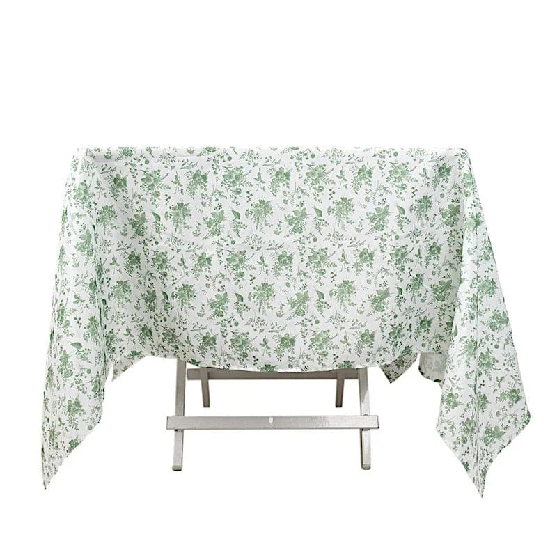 70" x 70" Floral Polyester Square Table Overlay - Dusty Sage Green