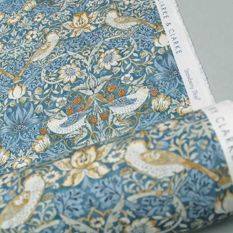 William Morris Soft Furnishing - Denim and Spice - Strawberry Thief