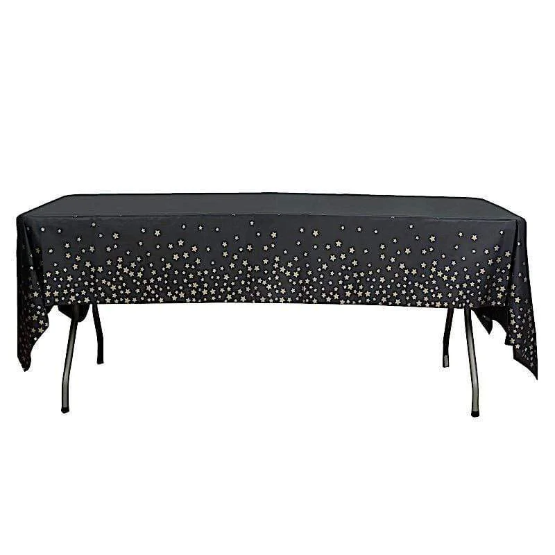 54" x 108" Rectangular Disposable Plastic Tablecloth with Star Sprinkled Design