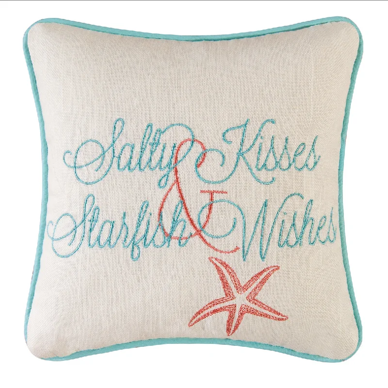 Salty Kisses and Starfish Wish Decorative Pillow