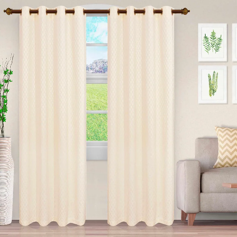 Westview Diamond Trellis Jacquard 2-Piece Grommet Curtain Panel Set