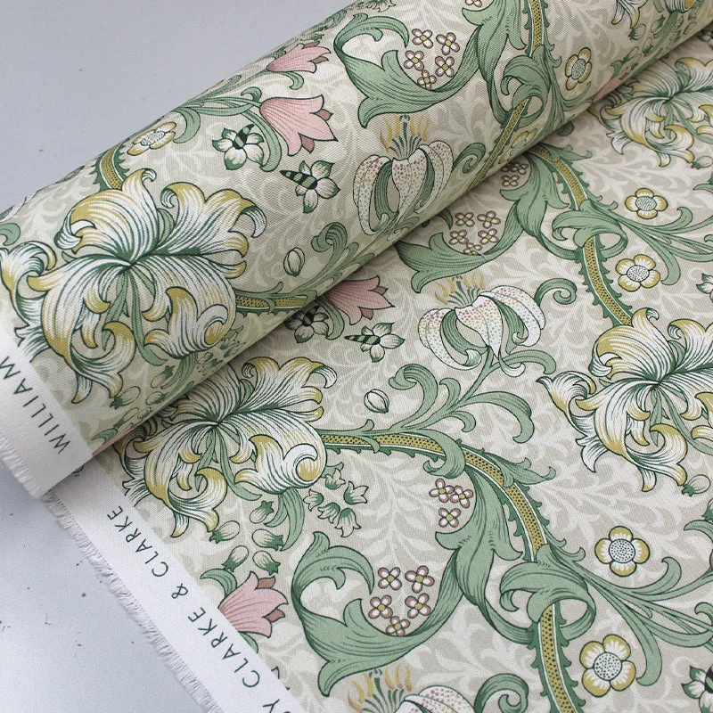 William Morris Soft Furnishing - Golden Lily - Linen and Blush