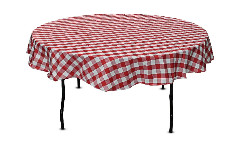 80'' round checkered tablecloth