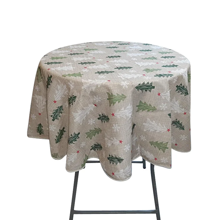 70'' round tablecloth (xmas trees)