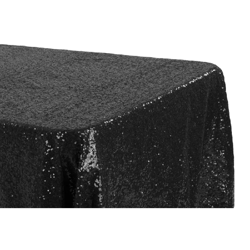 Glitz Sequin 90"x132" Rectangular Tablecloth - Black