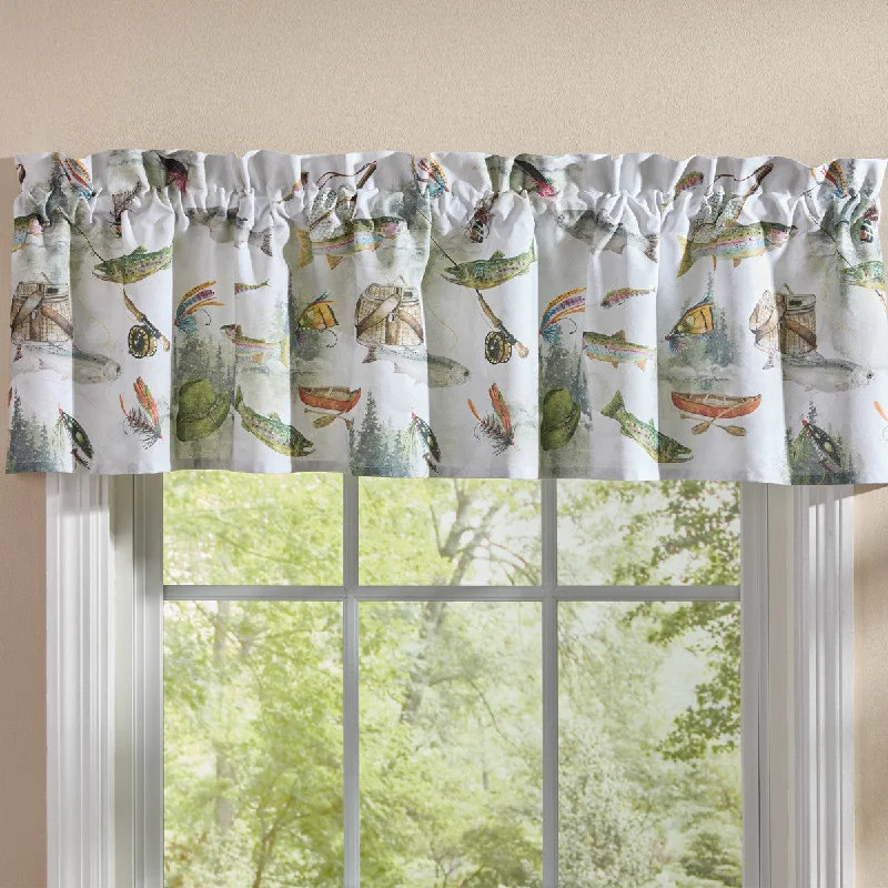 Fly Fishing Printed Valance 14" L - Set of 2 Park designs