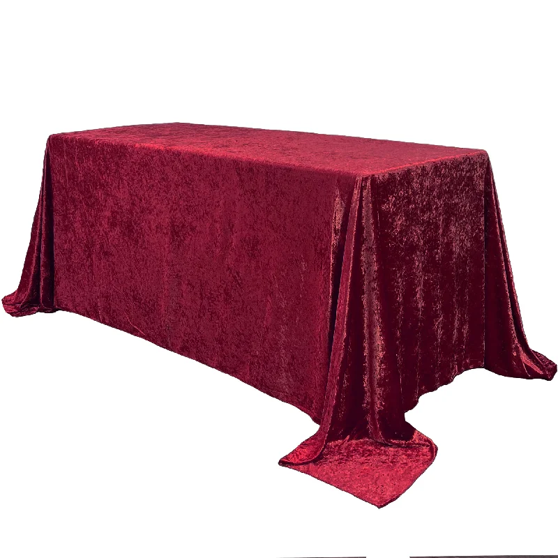 90 x 132 Inch Rectangular Crushed Velvet Tablecloth Burgundy