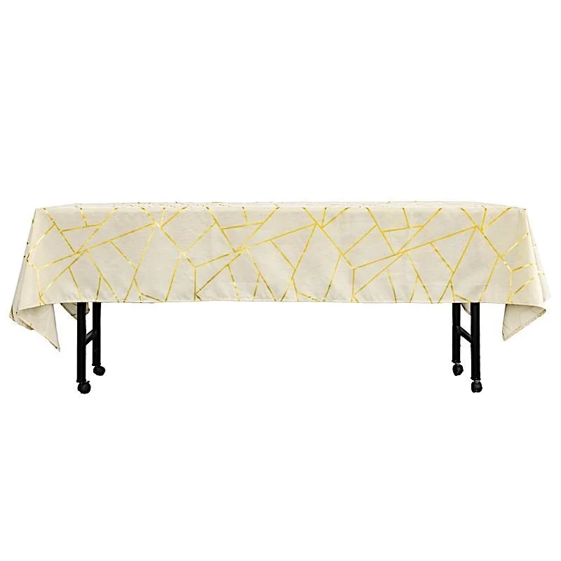 60"x102" Polyester Rectangular Tablecloth with Metallic Geometric Pattern