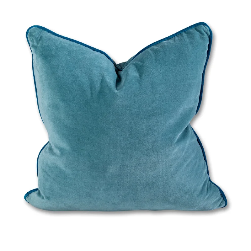 Charliss Velvet Pillow - Aqua + Peacock