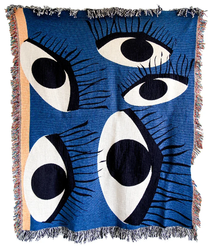 Old Blue Eyes Woven Throw Blankets