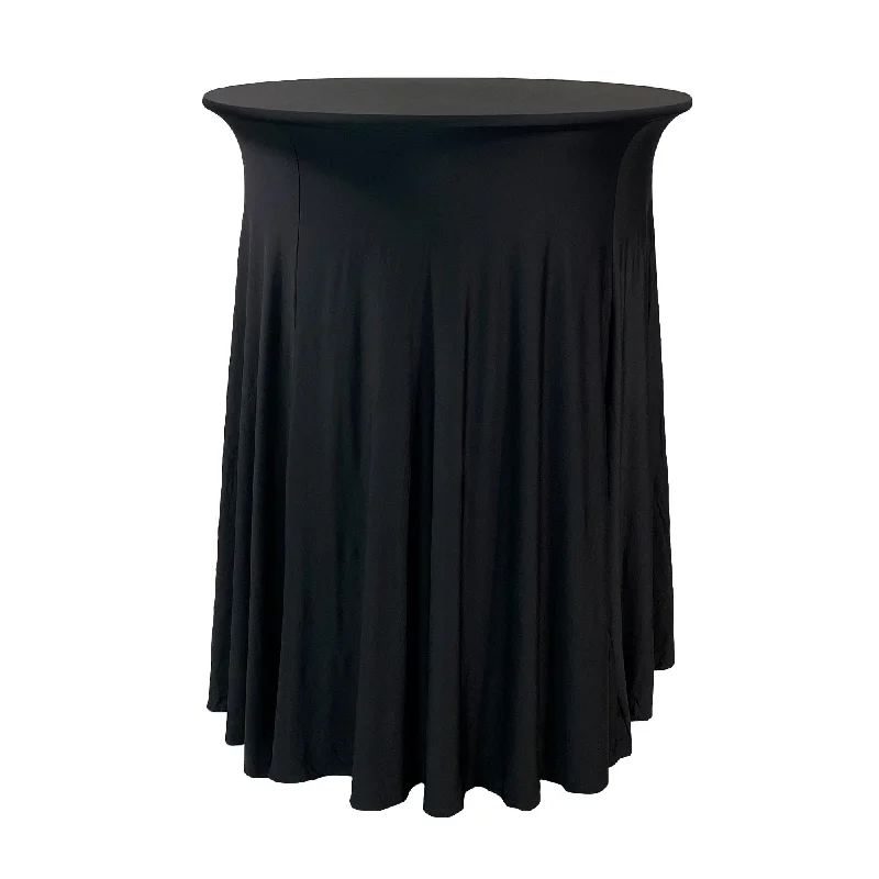 30 inch Highboy Cocktail Round Wavy Draping Stretch Spandex Table Cover Black