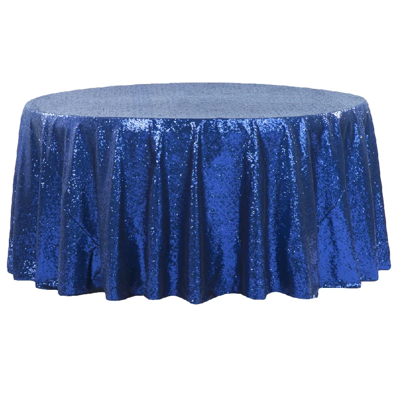 Glitz Sequins 132" Round Tablecloth - Royal Blue