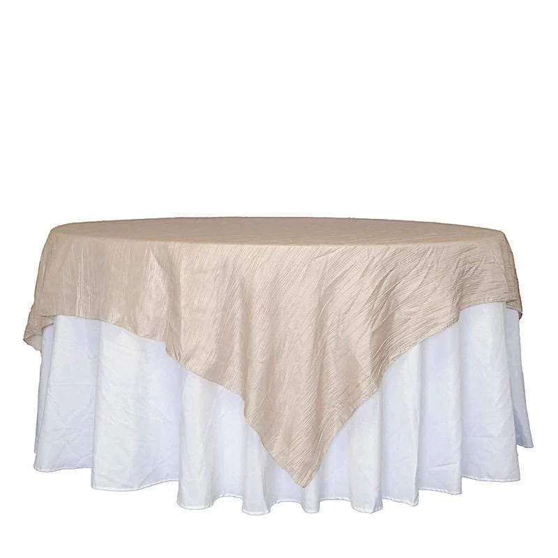 90" x 90" Metallic Crinkled Taffeta Table Overlay