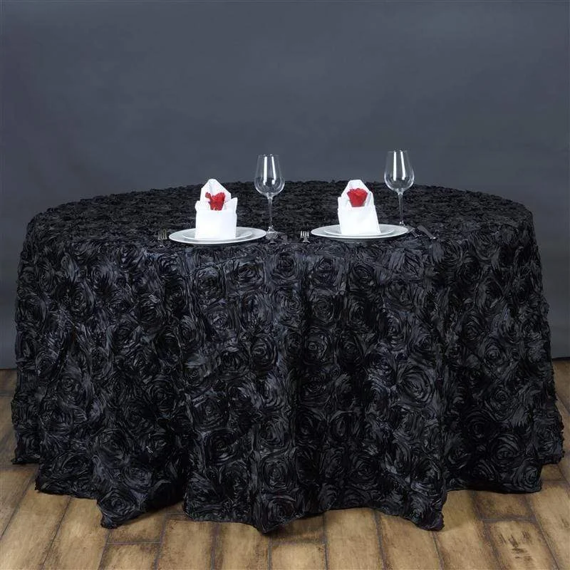 120" Round Satin Ribbon Roses Tablecloth