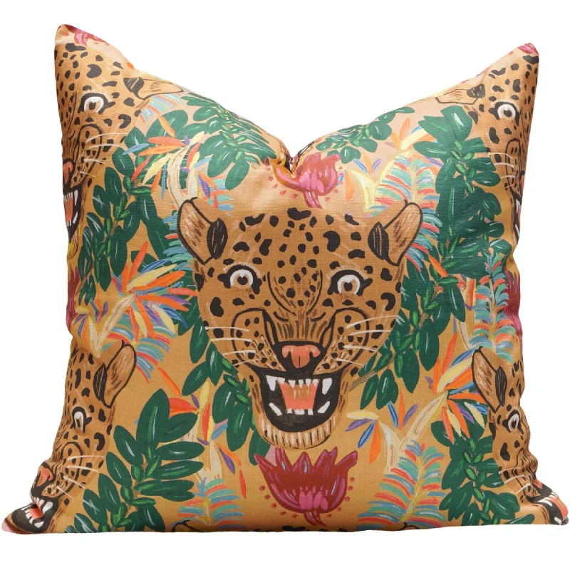 Fierce Leopard Pillow Cover in Ochre