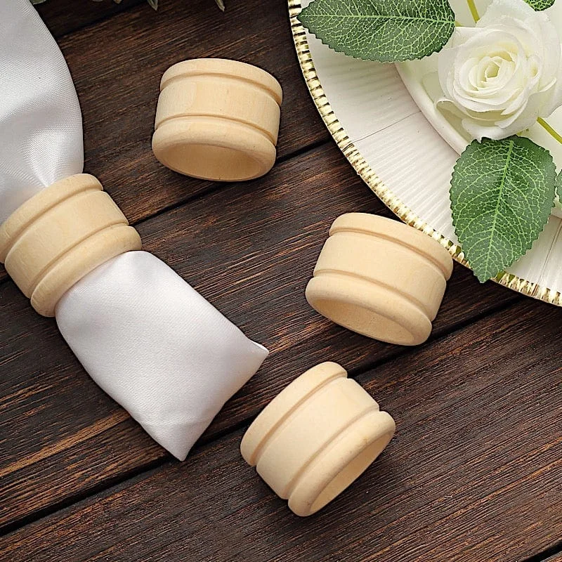 4 Wooden Napkin Rings Set Wedding Party Tableware Gift