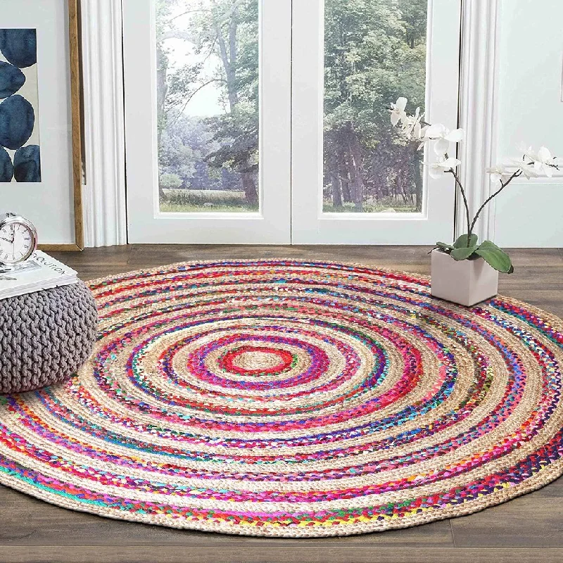 Boho Cotton and Jute Braided Floor Rug