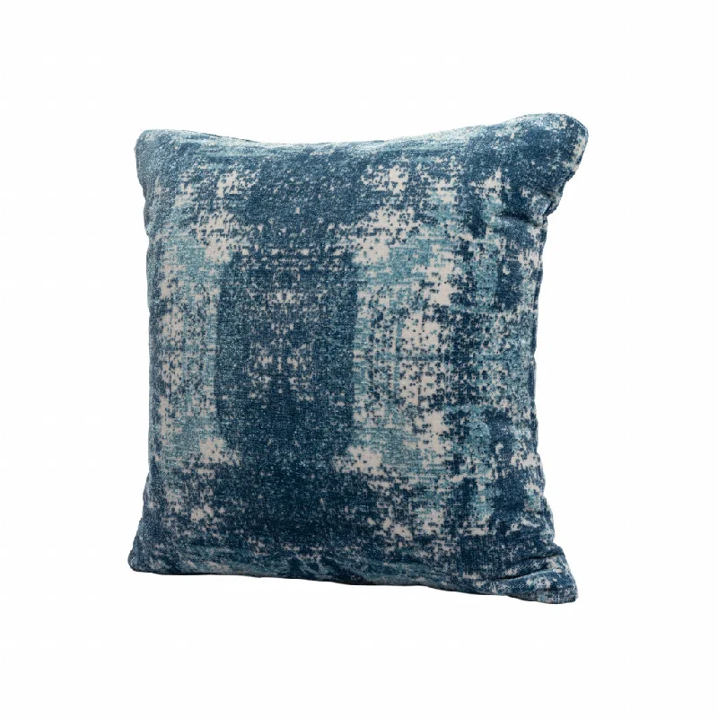 20" X 20" Blue And Ivory Polyester Abstract Zippered Pillow