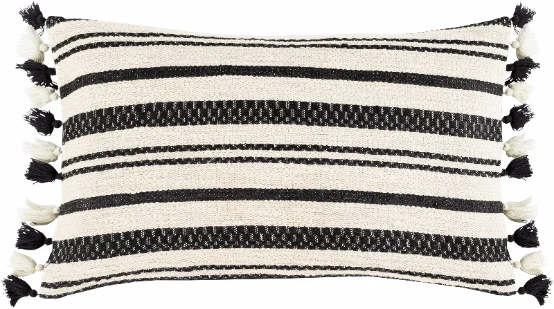 Munden Black White Striped Lumbar Pillow - Clearance