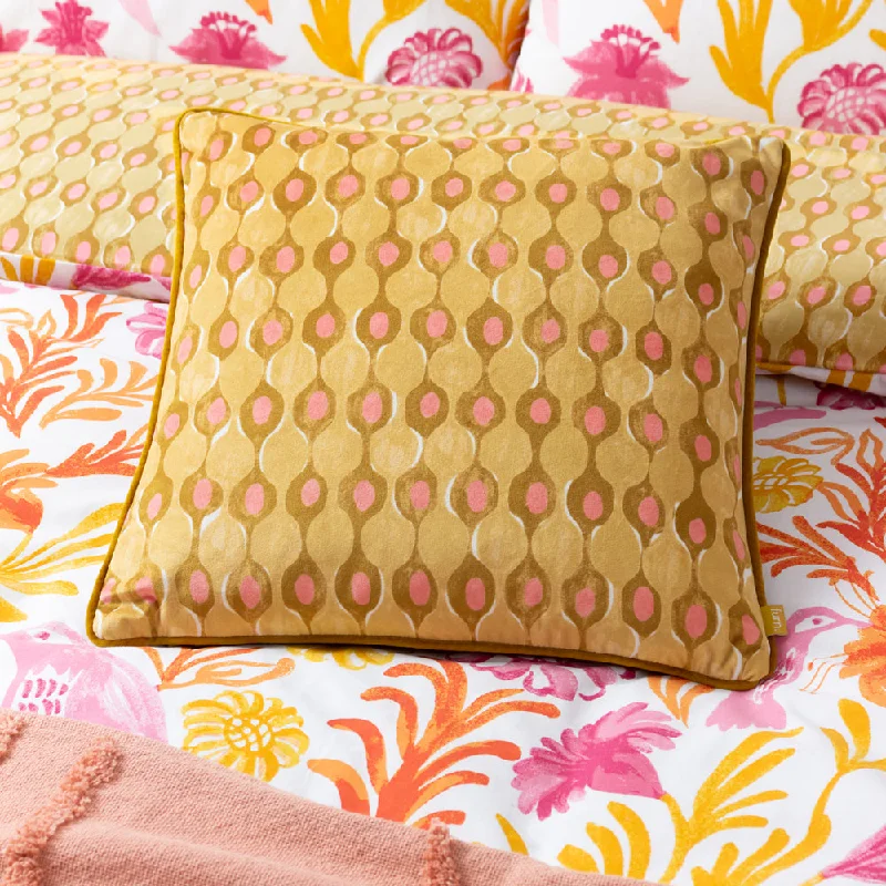 Alentejo Piped Velvet Cushion Citrus