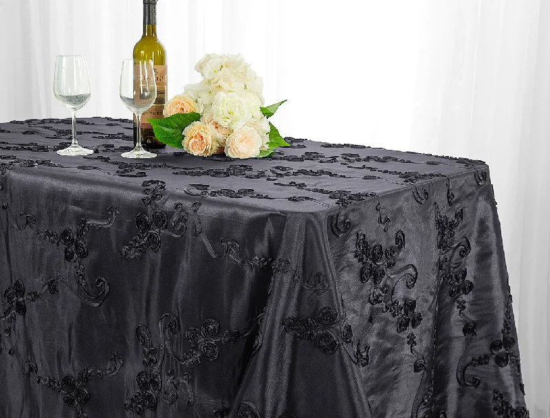 90"x156" Seamless Rectangular Ribbon Taffeta Tablecloth - Pewter/Charcoal (1pc)