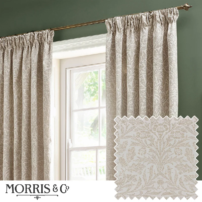 Acorn Tonal Matt Jacquard Pencil Pleat Curtains Ivory