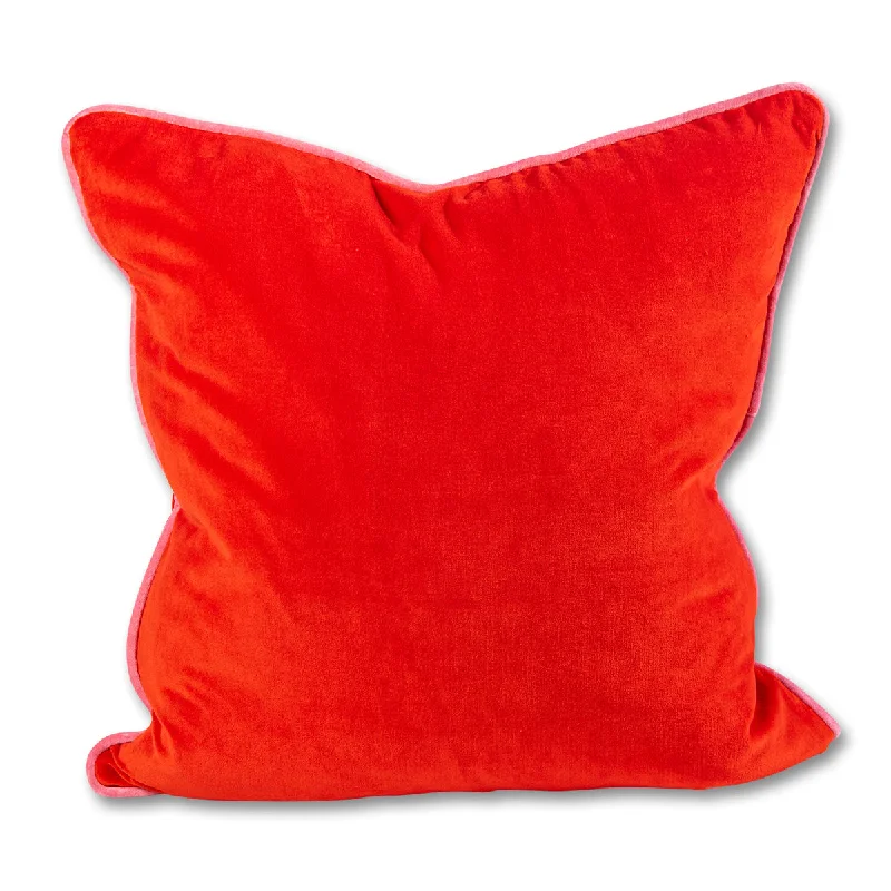 Charliss Velvet Pillow - Cherry + Light Pink