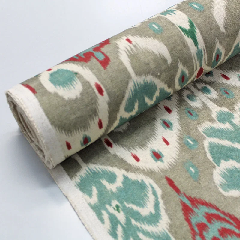 HOME FURNISHING LINEN MIX GEOMETRIC - Fleetwood - Reds and Teal