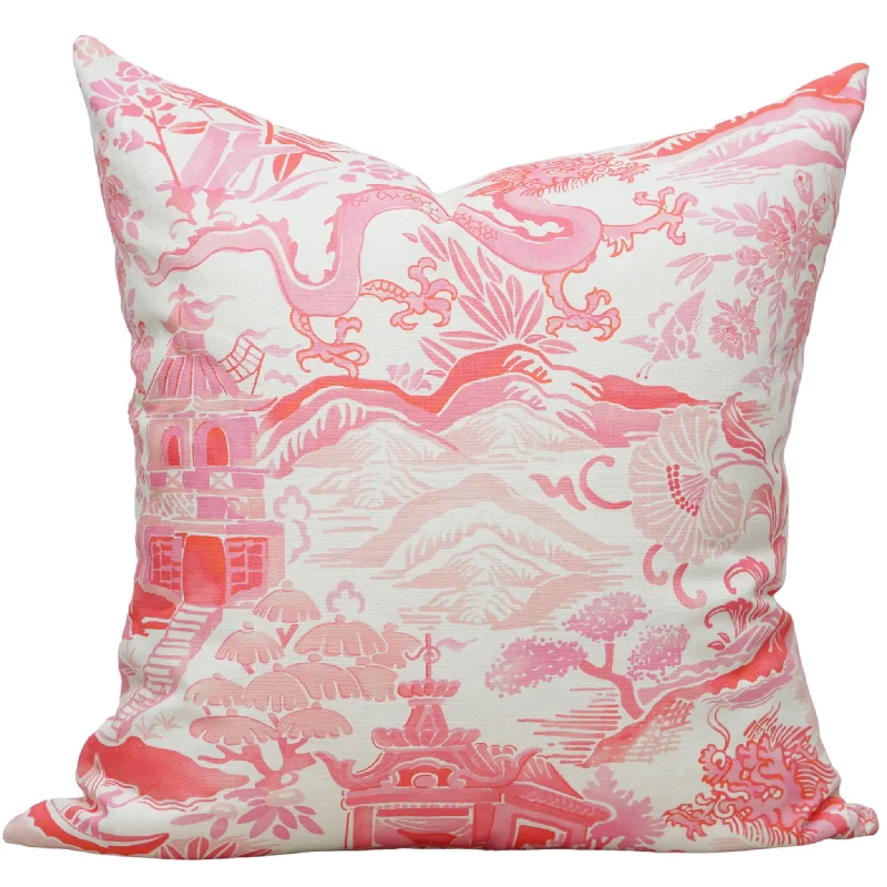 Gardens of Chinoiserie Pillow Cover in Pink