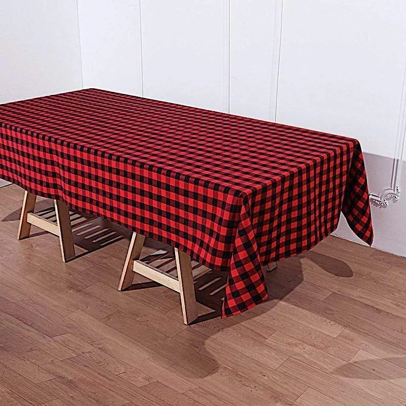 60" x 102" Checkered Gingham Polyester Tablecloth