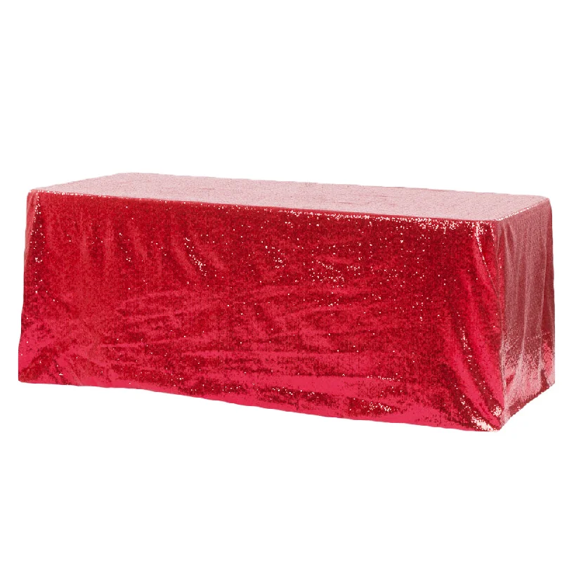 Glitz Sequin 90"x132" Rectangular Tablecloth - Red