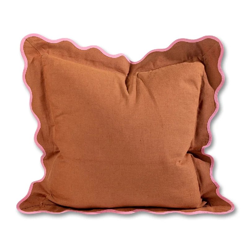 Darcy Linen Pillow - Rust + Light Pink