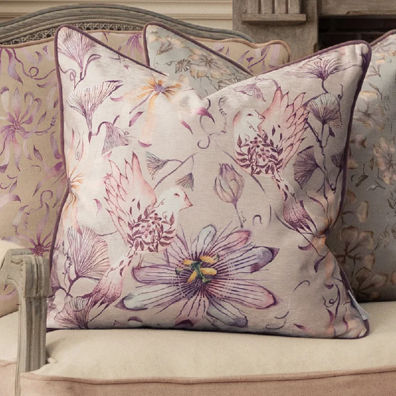 Sybil Printed Piped Cushion Hyacinth