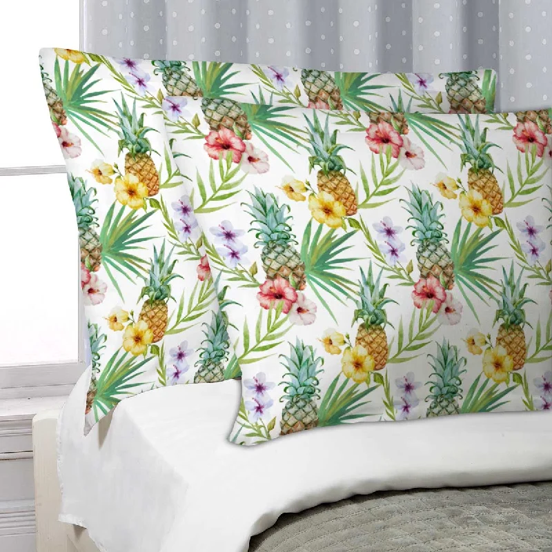 ArtzFolio Pineapples & Hibiscus Pillow Cover Case